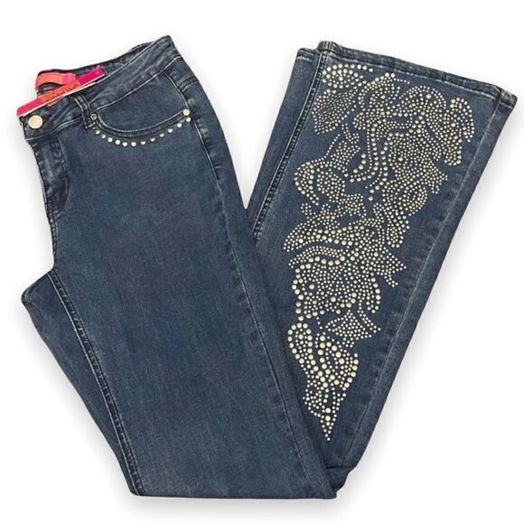 Studded Denim Flared Jeans - Picture 4 of 15